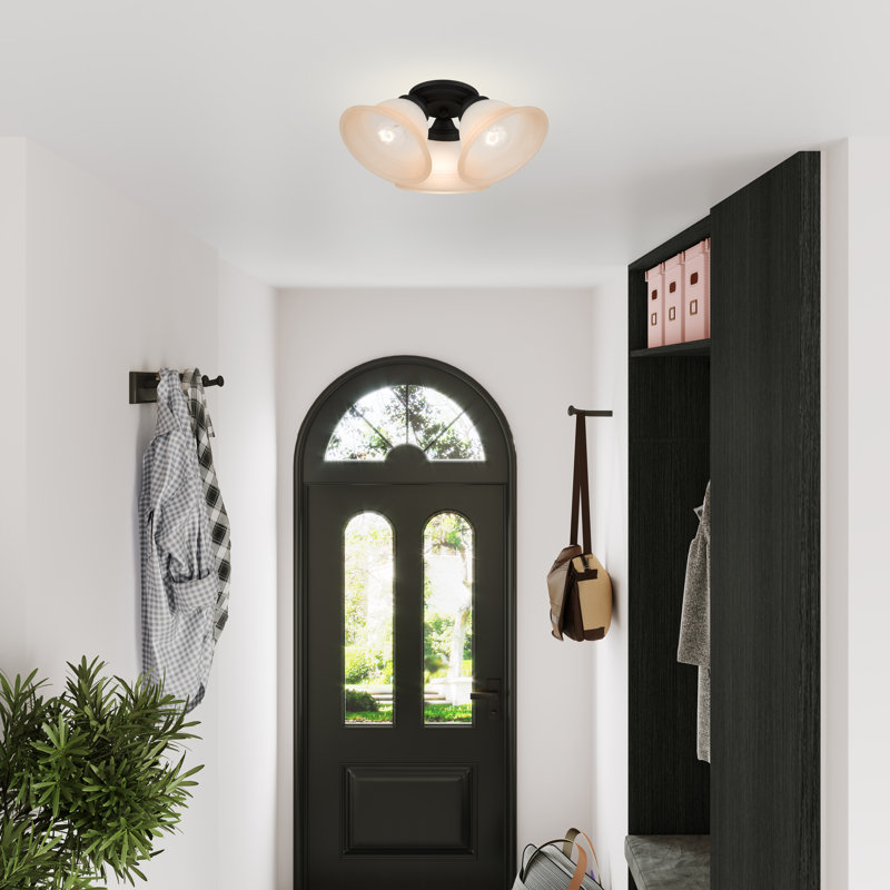 Owasso Glass Flush Mount, Black, Sunrise Marble