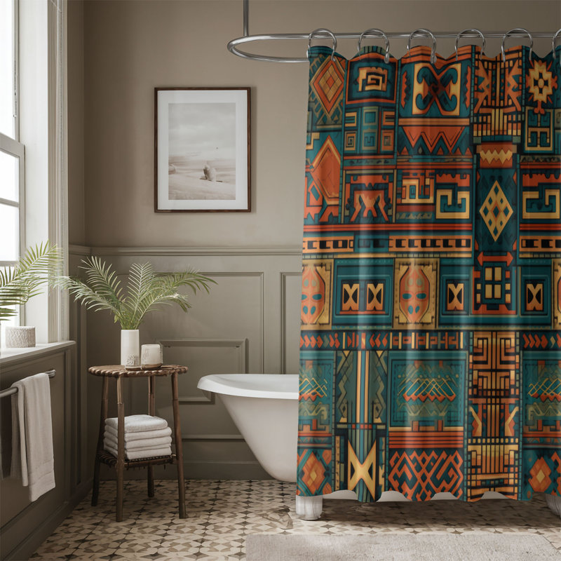 Native Patterns - Rideau de douche Premium, H 74 po x l 71 po