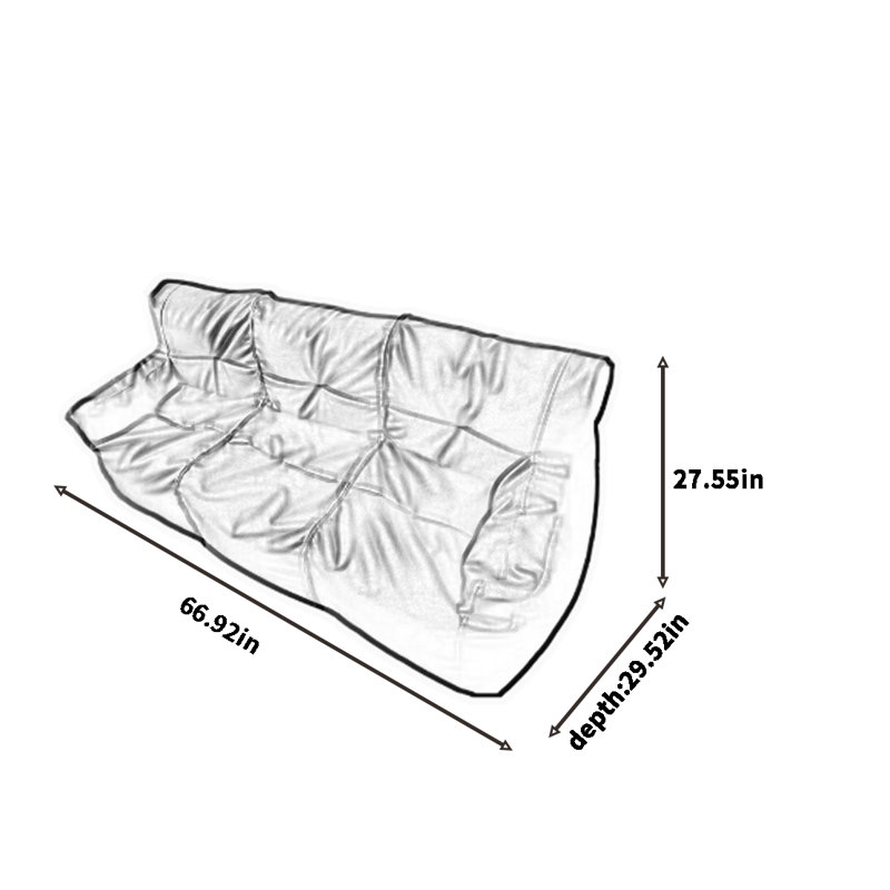 Nordic Bean Bag Sofa, 27.55" H x 66.92" W x 29.52" D, Gray Faux Leather