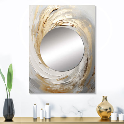 Jormi or doux et blanc Vortex doux III - abstrait spirales murales décoratives, miroir moderne, art imprimé en métal