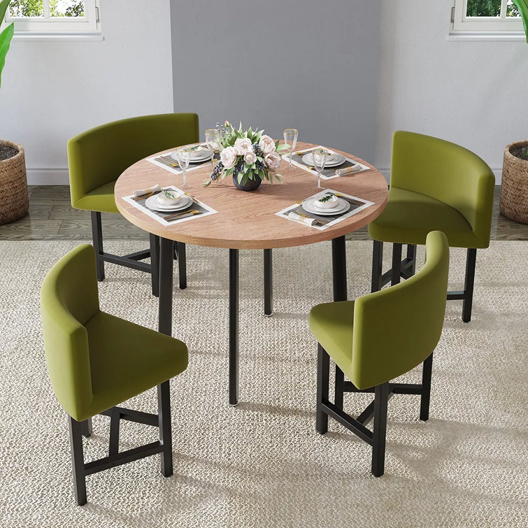 https://assets.wfcdn.com/im/23650922/resize-h755-w755%5Ecompr-r85/2000/200076196/40%22+Round+Wooden+4+Seater+Dining+Table+Set+Yellow+Upholstered+Chairs+For+Nook+Balcony.jpg