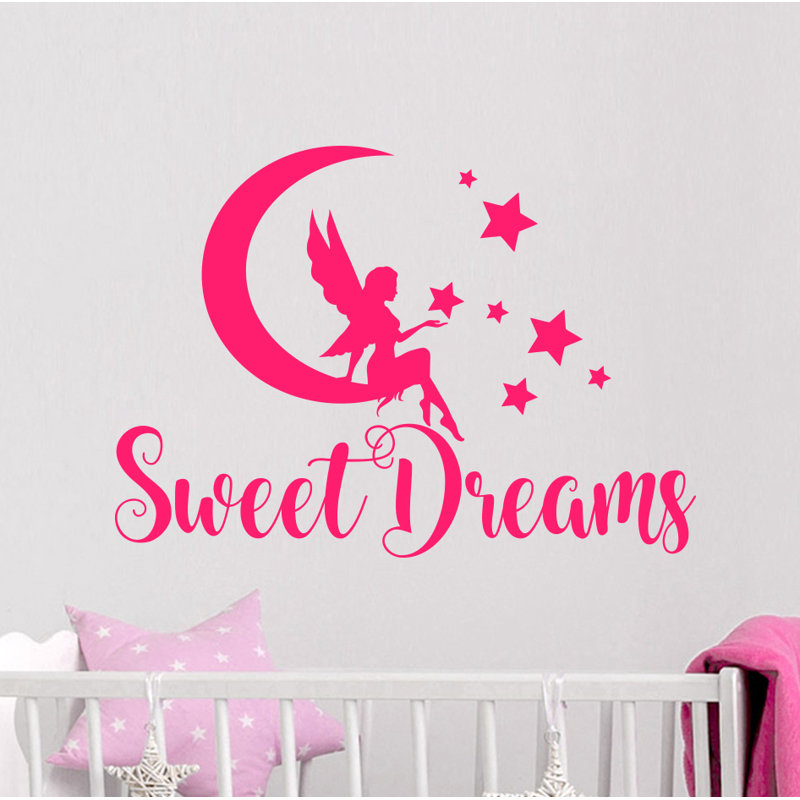 Décalcomanie murale lune rêves, Rose vif