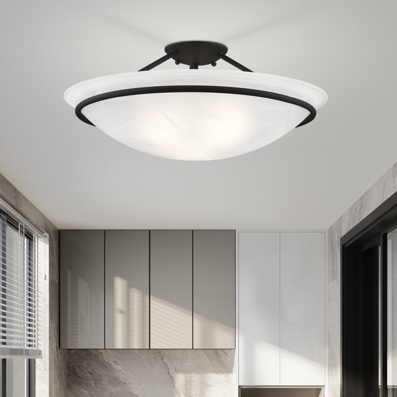 Wilbrecht Glass Semi Flush Mount, Black, 7 3/4" H 