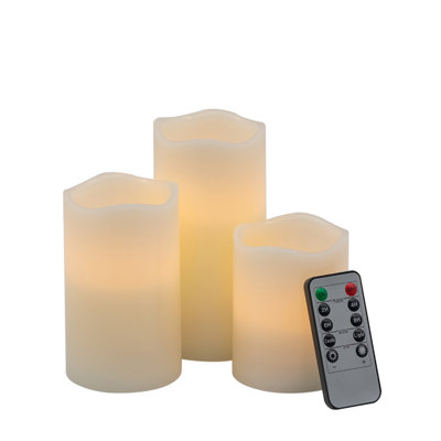 Ensemble de 3 bougies à DEL ivoire avec minuterie à distance