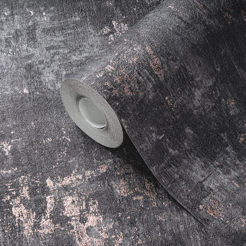 Rahnuma 10.05m x 53cm Metallic Finish Double Roll, Black Distressed