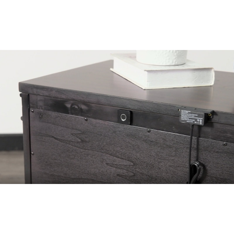 Table de chevet en bois massif à 2 tiroirs Breta avec serrure de sécurité et USB