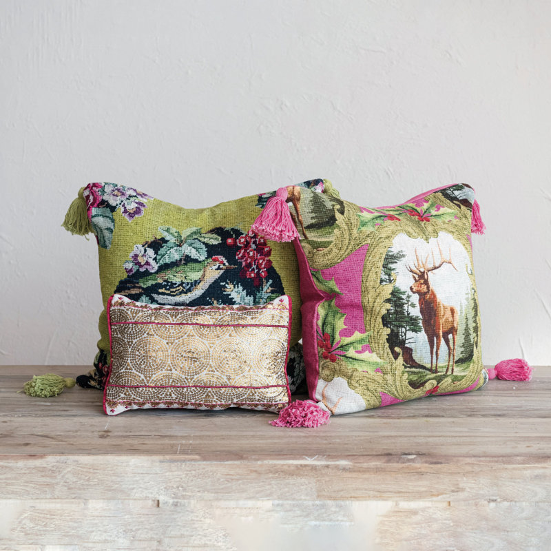 Linen Blend/Viscose Throw Square Pillow Cover & Insert