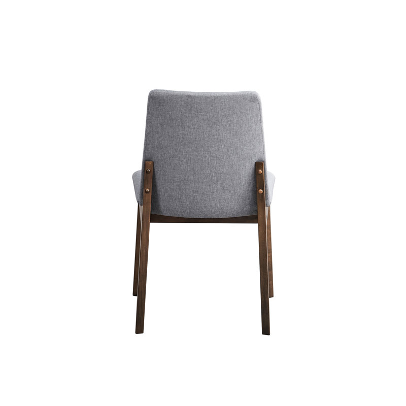 2 chaises d'appoint rembourrées en tissu gris - finition scandinave noyer pour un look sophistiqué avec des pieds modernes pour votre maison
