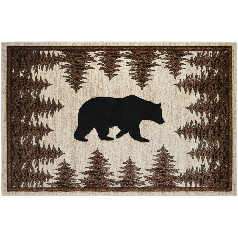 Tapis brun à motif floral Mcallier, Rectangle 5 pi 3 po x 7 pi 3 po