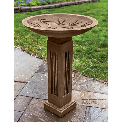 Sagano Concrete Pedestal Birdbath