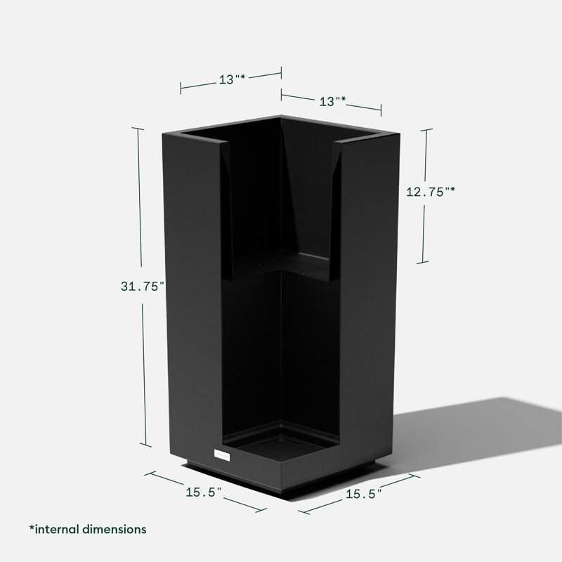 Black Tall Rectangular Plastic Outdoor Planter