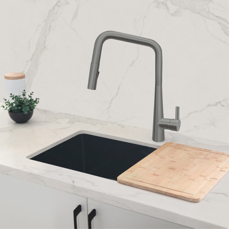 Modern Faucet Stylish Turin One-Handle Pull Down Kitchen Faucet, Gunmetal