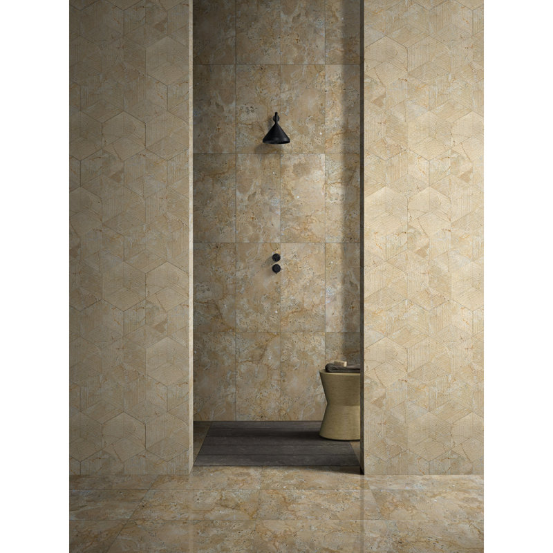Marbre hexagonal jaune or beige, marbre naturel, pour mur, finition texturée FS, marbre cannelé 3D, pierre naturelle, marbre véritable, marbre véritable, 1 boîte de 12 pièces