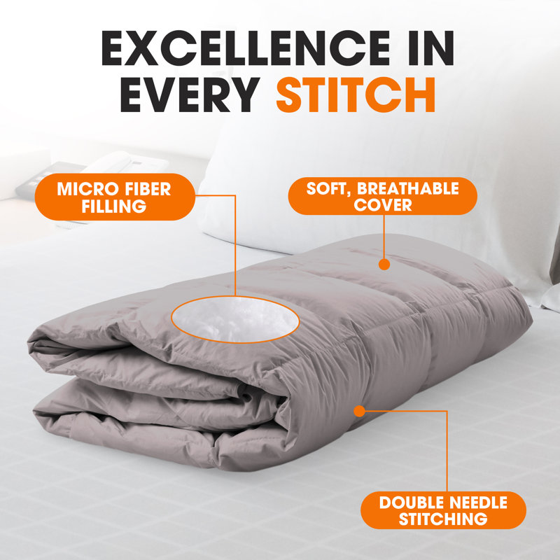 Baffle Box Stitch Comforter, Gray, Twin Comforter 