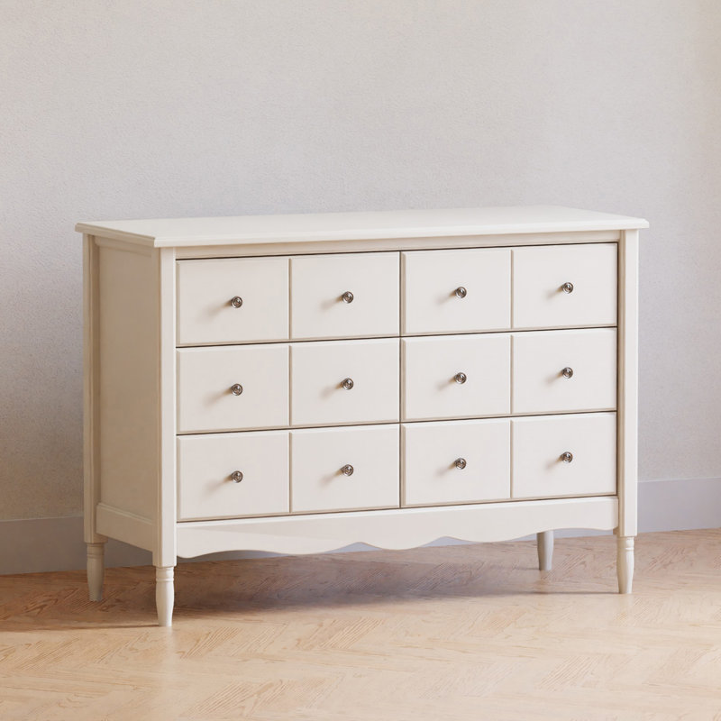 Warm White Double Dresser with Apothecary Style Drawer Fronts