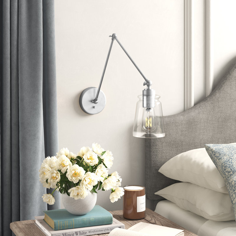 Lampe murale avec bras pivotant 1 lumière Eleni, Nickel brossé