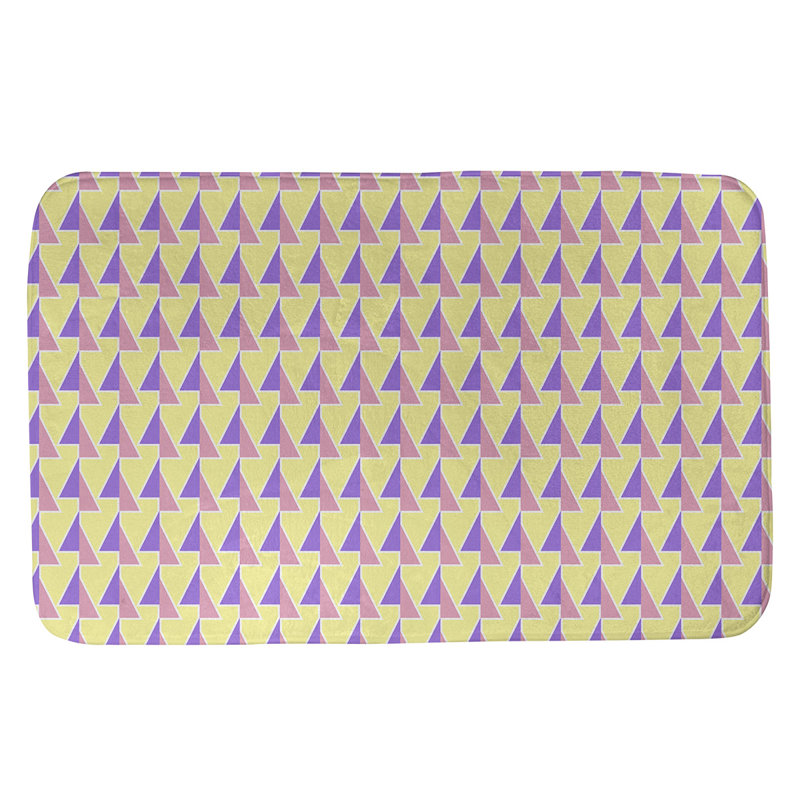 Tapis de bain géométrique antidérapant à motif de flèches décalées, l 17 po x L 24 po, Mauve / jaune / rose