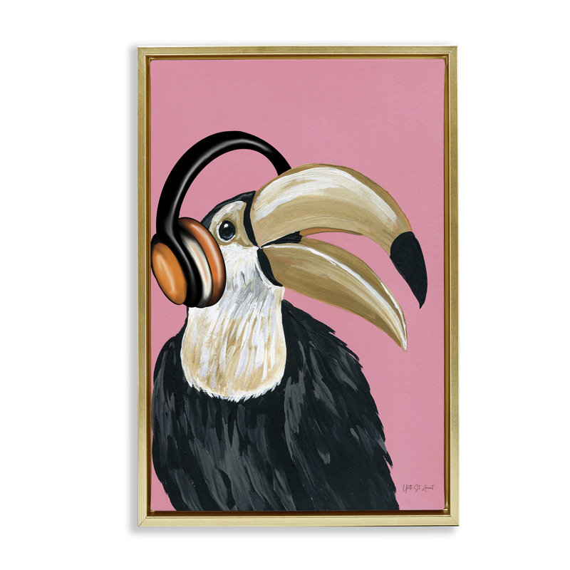 Toile flottante Toucan & Music, H 25 po x l 17 po, Or