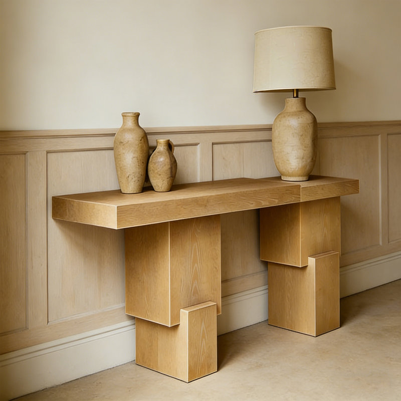 Console campagne rétro, H 31,5 po x l 62,99 po x P 15,75 po, Bois naturel
