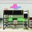 Wood Loft Bed with Desk, LED Light, Charging Ports and Shelves-452134292-452134299