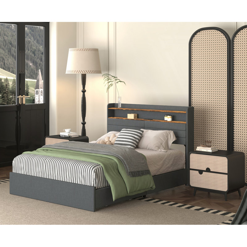 Upholstered Platform Bed Frame, Queen