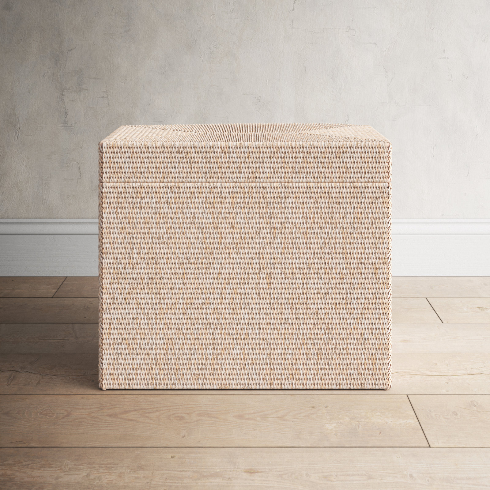 Lambert Wicker Trunk, 17" H x 23" W x 17" D, White Wash