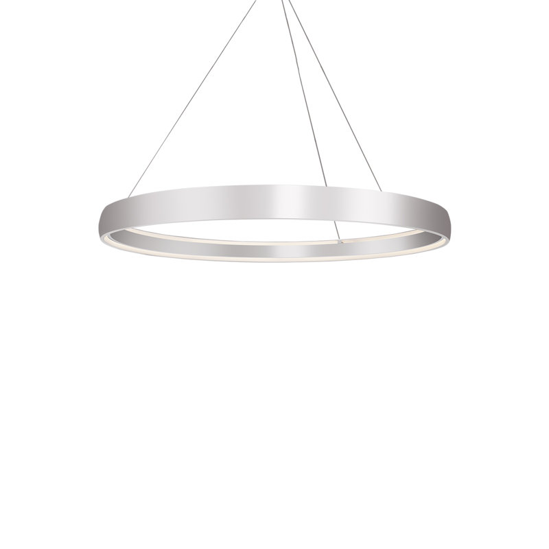Luminaire suspendu géométrique à DEL 1 lumière Halo, Argent brossé, H 126,01 po x l 53 po x P 53 po