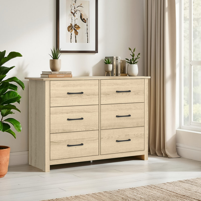 Commode double 6 tiroirs Walter, Chêne d'Oslo