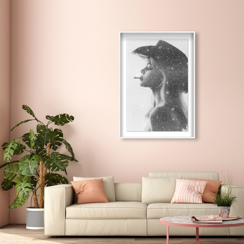 Desert Cowgirl Framed Graphic Art, 25.5"H x 17.5"W, White Shadowbox