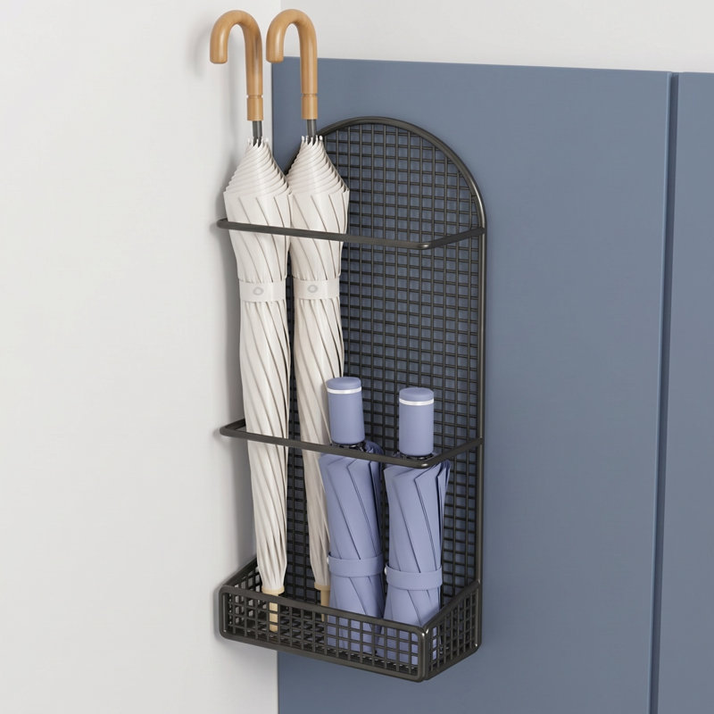 Wall-mounted umbrella stand, Black