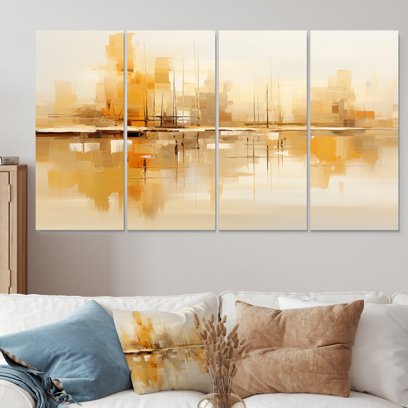 Momentum Mirage II - Abstract Geometric 4 Piece Wall Art Decor, 28" H x 48" W