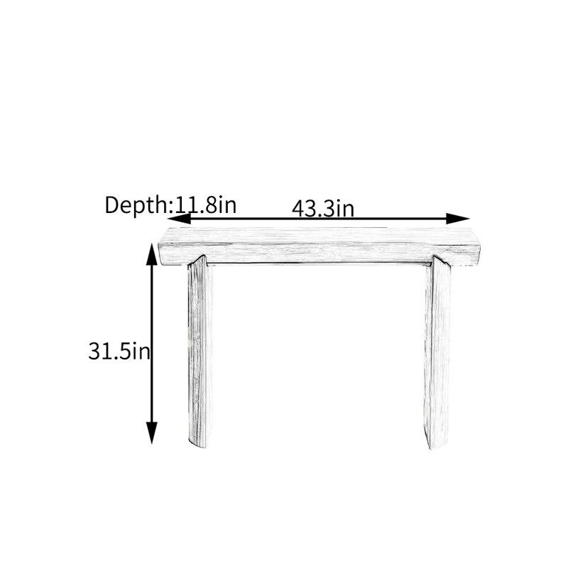 Solid Pine Entryway Console, 31.5" H x 43.3" W x 11.8" D