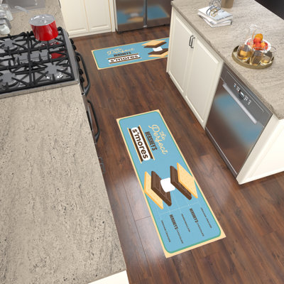 Hershey Smores Non-Slip 2 x 5  Runner Rug For Bedroom Kitchen, Blue