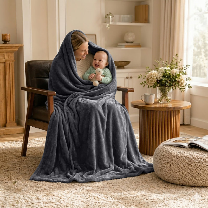 Ultra-Soft Fleece Blanket - Plush Warm Bed & Sofa Throw for All-Season Comfort, King (200cm x 240cm), Grey