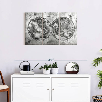 World Map " Hemispheres Contrast World Map " by Tess P 3 - Pieces