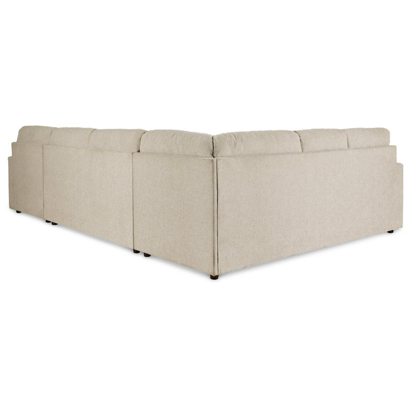 Canapé modulaire 3 pièces avec méridienne Nalan, Orienté à droite, Polyester beige
