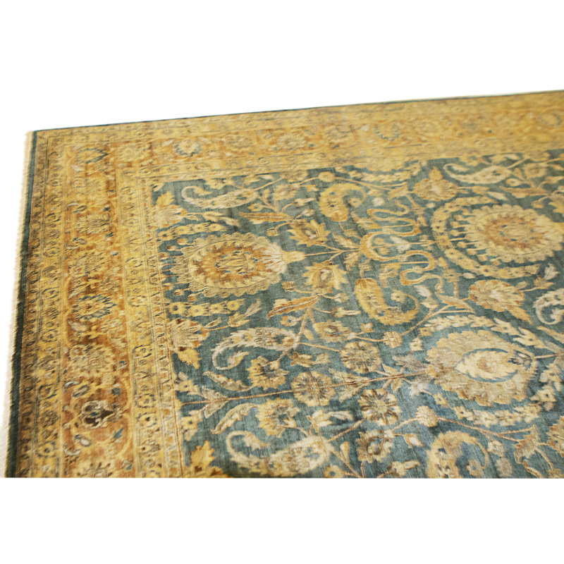 Tapis doré et doré de haute qualité noué à la main