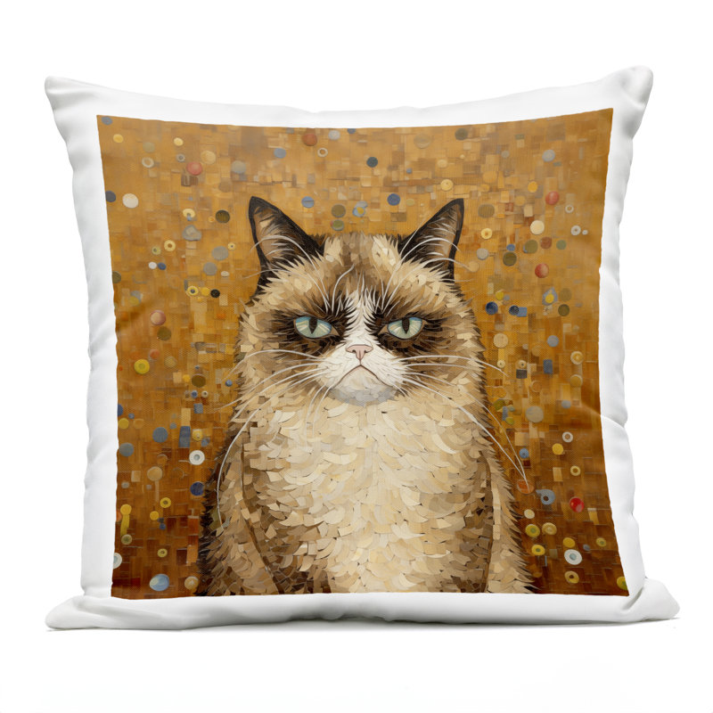 Coussin d'extérieur imprimé Grouchy Cat