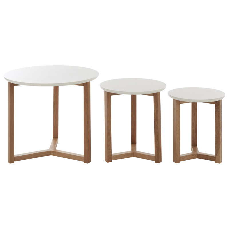 Dupree Solid Wood Sled Side Table Set, White