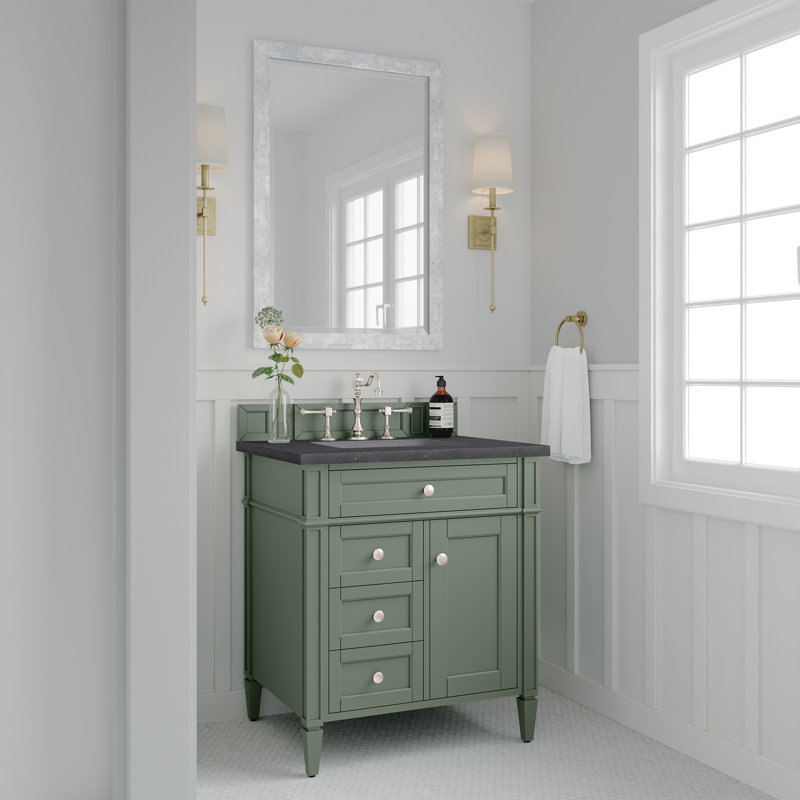 Brittany 30'' W Single Vanity, Charcoal Soapstone, Smokey Celadon, 8" Widespread