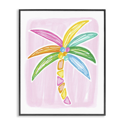 «Pastel Palm on Pink», estampe numérique encadrée par Lisa Nohren