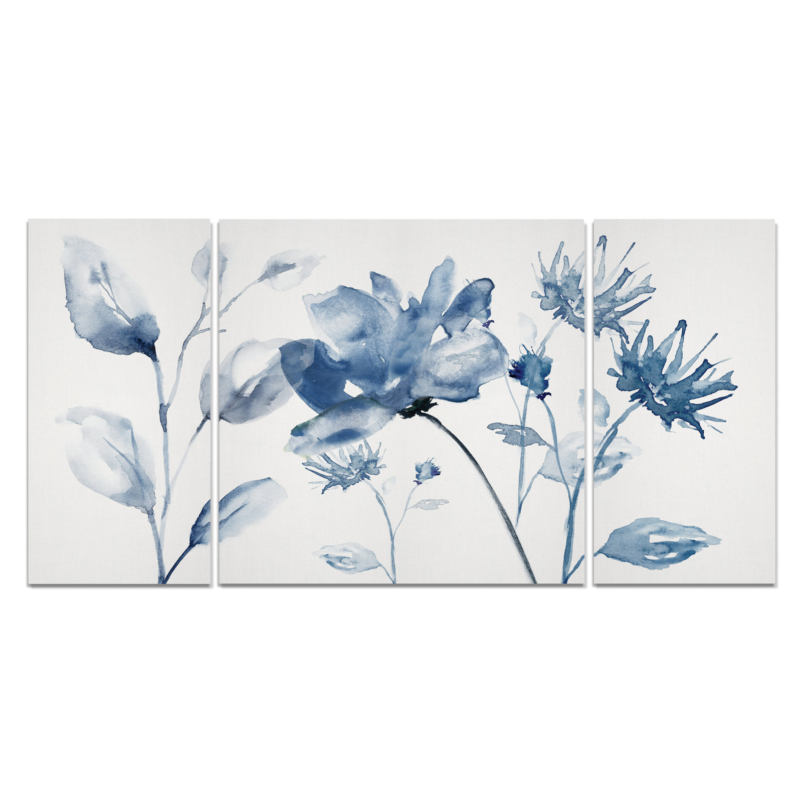 Translucent Blues II Wrapped Canvas Print Set, 24" H x 48" W x 1.5" D