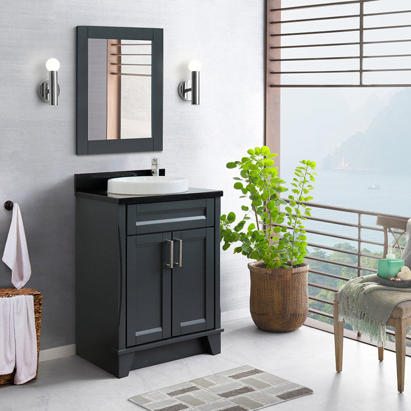 25'' Single Bathroom Vanity with Granite Top, Black Galaxy