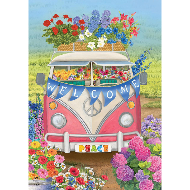 Drapeau de paix Peace Van, Printemps rose/vert/bleu