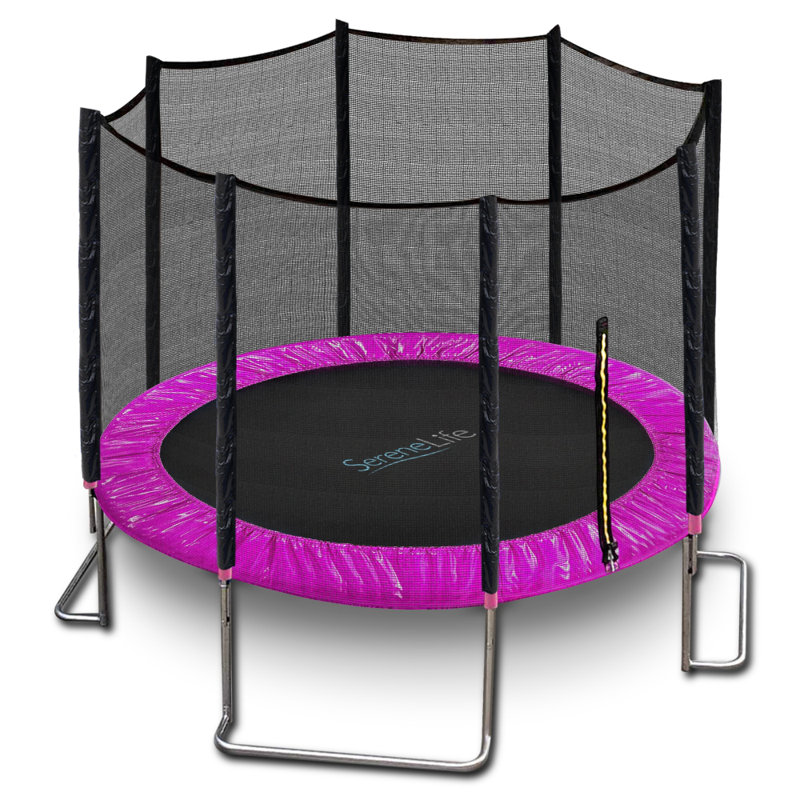 SereneLife Round Backyard Trampoline with Safety Enclosure