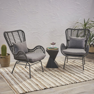 Wicker Patio Chair With Cushions (Set Of 2)