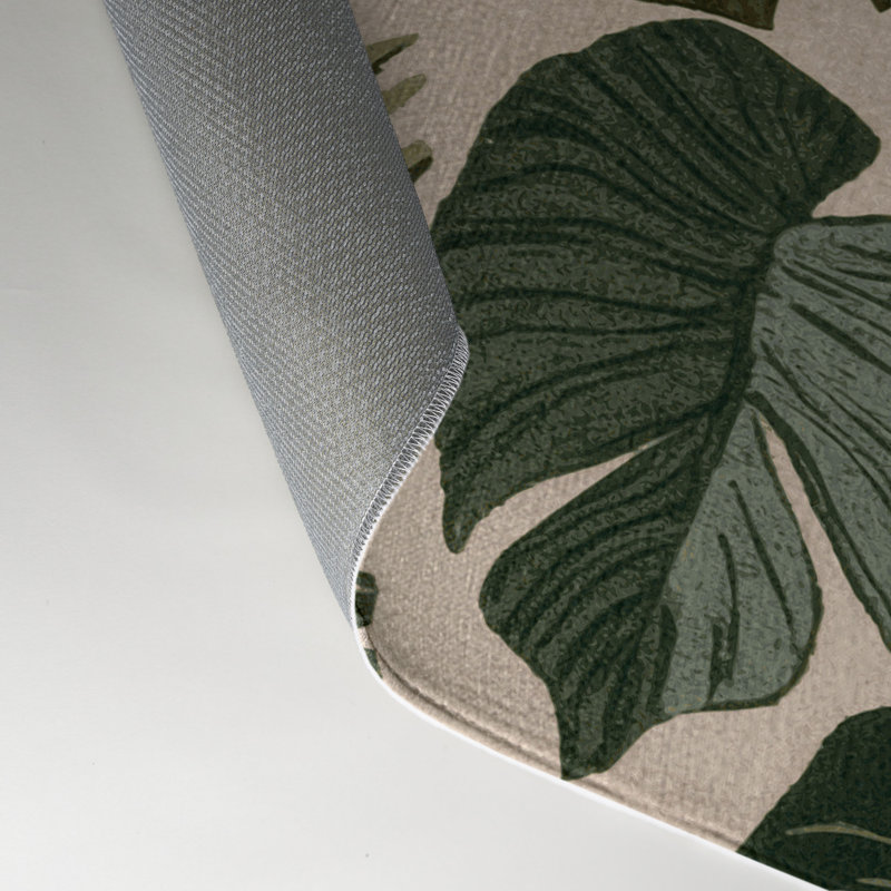 Botanical Green Indoor and Outdoor Area Rug, Rectangle 3' x 5'