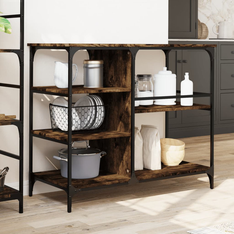 Ventre Metal Bar Cart, Smoked Oak