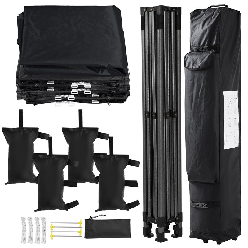 Camdyn 10 Ft. W x 10 Ft. D Steel Pop-Up Canopy, Black