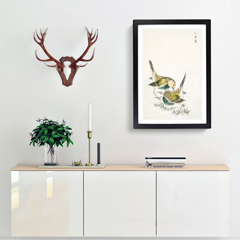 Japanese Great Tit Birds by Numata Kashu - Picture Frame Painting Print, 36cm H x 27cm W x 2cm D, Black Framed